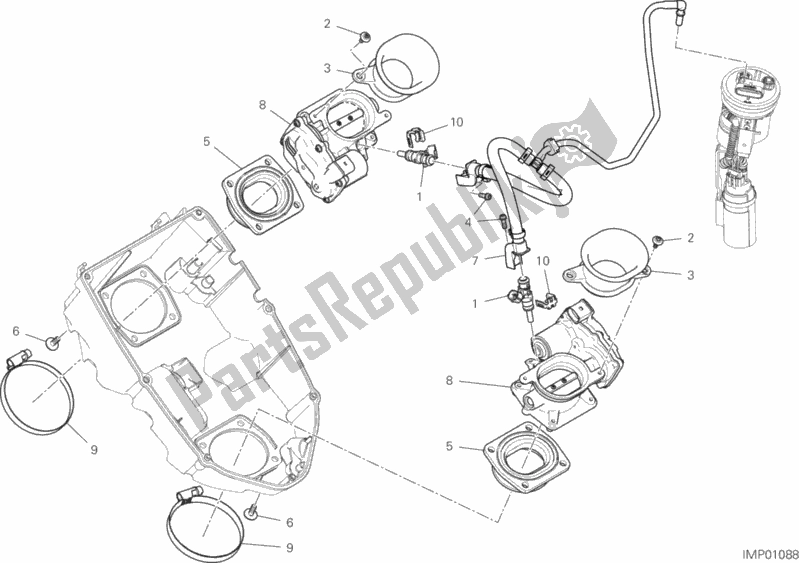 All parts for the Throttle Body of the Ducati Multistrada 1260 ABS USA 2020
